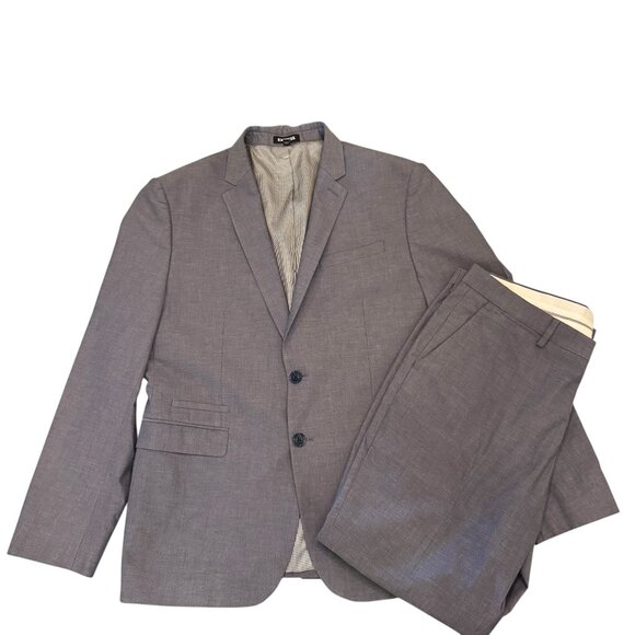 Like new EXPRESS Slim Stretch Cotton-Blend Suit Pant in Light Gray 32 x 28.25 - Picture 6 of 8